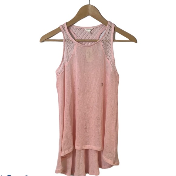 Aeropostale Pink Lace Open Knit Tank Top Sz XS - Picture 1 of 4
